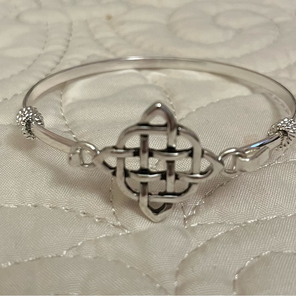 Silver Celtic Knot Bangle Bracelet - Women Jewelry Hook Style Closure